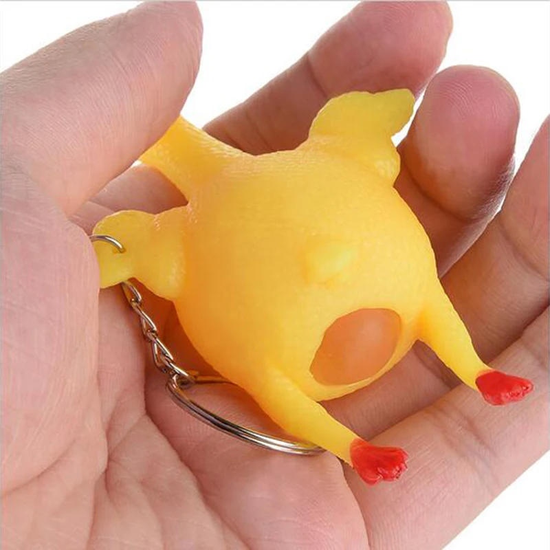 1PCS Funny Gadgets Novelty Antistress Squeeze Chicken Laying Egg Chicken Keychain Toys Surprise Squishy Kids Toys for Halloween