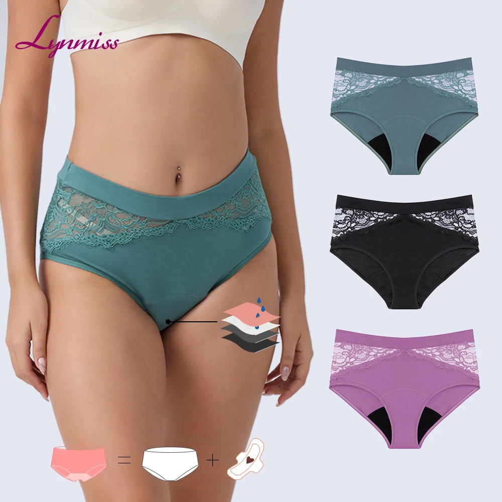 OEM French Unique Lace menstrual panties bamboo calzones menstruales women high waist menstrual underwear period panties