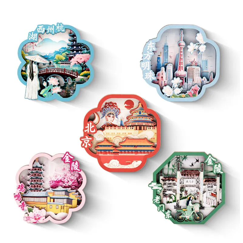 HOT Selling Custom Different Countries Souvenir Wood Magnets for Fridge 3D Wooden Fridge Magnet Gifts