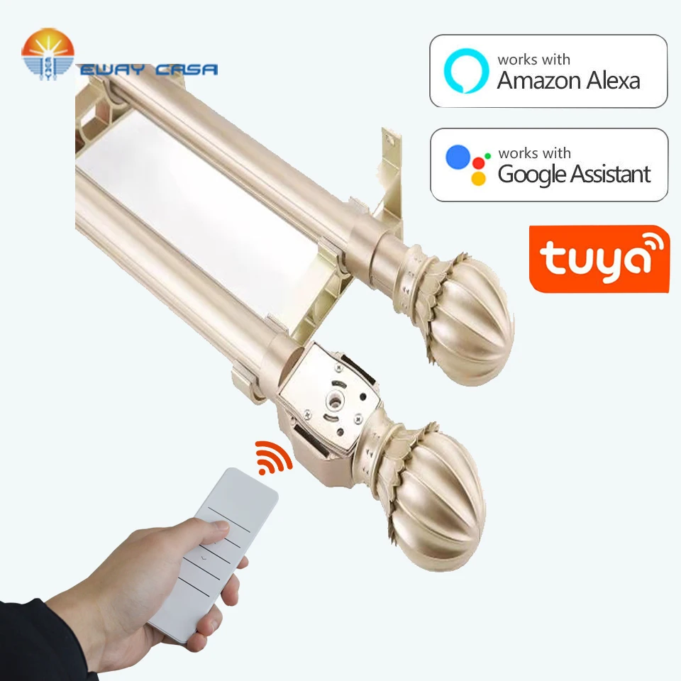 Wifi Motor Curtain Rail Electric Smart Control Track Automatic Curtain Rod for Grommet Top Smart Home Google DriveCM_TUYA_RP1.2N