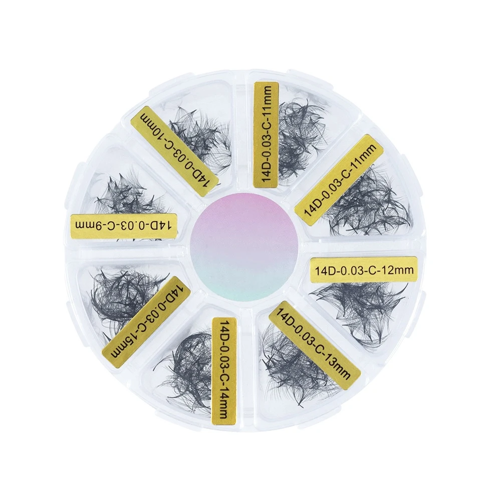 Thin Base Short stem Eyelash Extension Premade Volume Fans Lash 3D 0.07mm 0.10mm Korean Pbt Top Quality 8MM-15MM OEM ODM Makeup