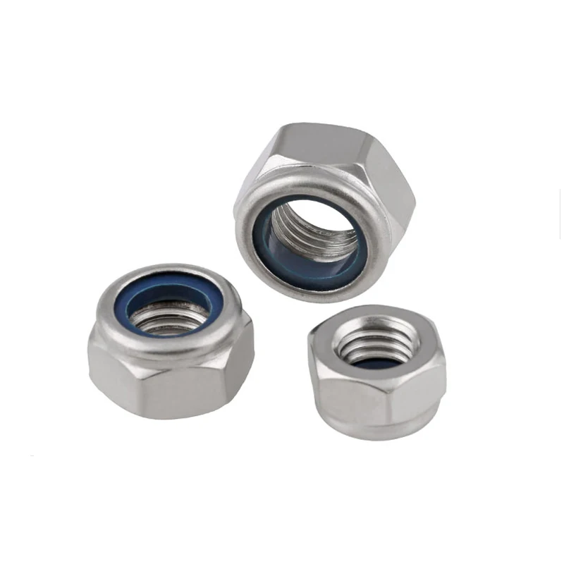 M3-M48 SUS304 SUS316 SS Hex Nylon Lock Nut DIN985