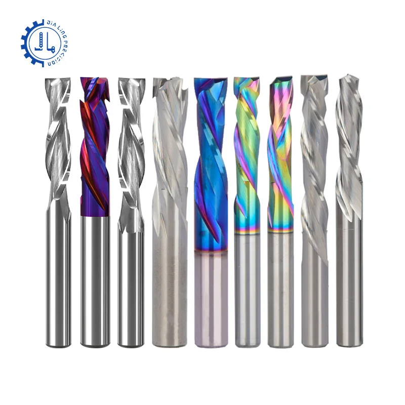 Jialing Endmill Carbide 2 Flute Straight End Mill Wood Compression Bit CNC Carving Single Flute Spiral Bits For Wood Cut Up Down
