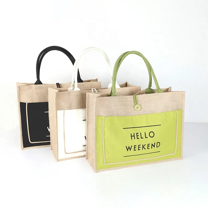 2021 Latest Hot Selling Eco-friendly Reusable Durable Jute Bags Large Capacity Waterproof Tote Beach Bag Grocery Shopping Bag