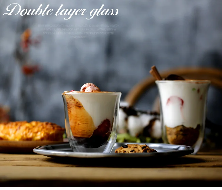 High Quality Double Wall Glass Coffee Cup 200ml 300ml Clear Glass Cups