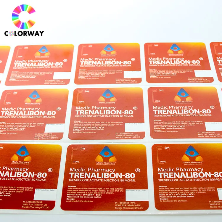 free design stamping red foil holographic 10ml vial label printing