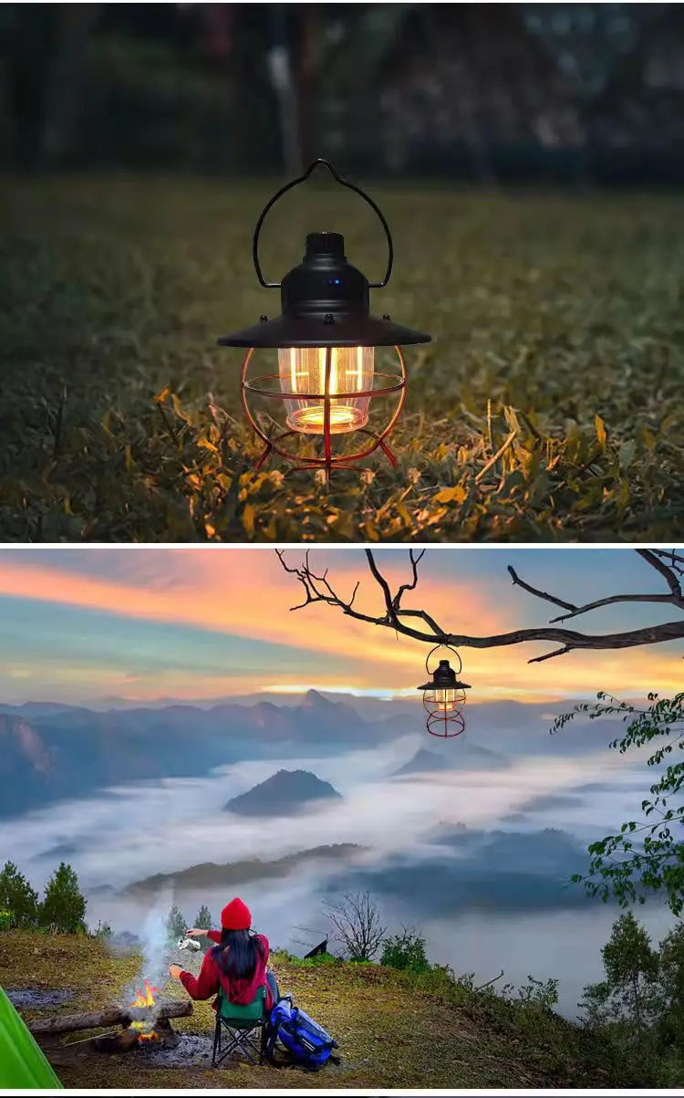 Popular metal Led Camping Lights Portable Dimmable Outdoor Led white kerosene Oil Lamp Camping Lantern for party festival