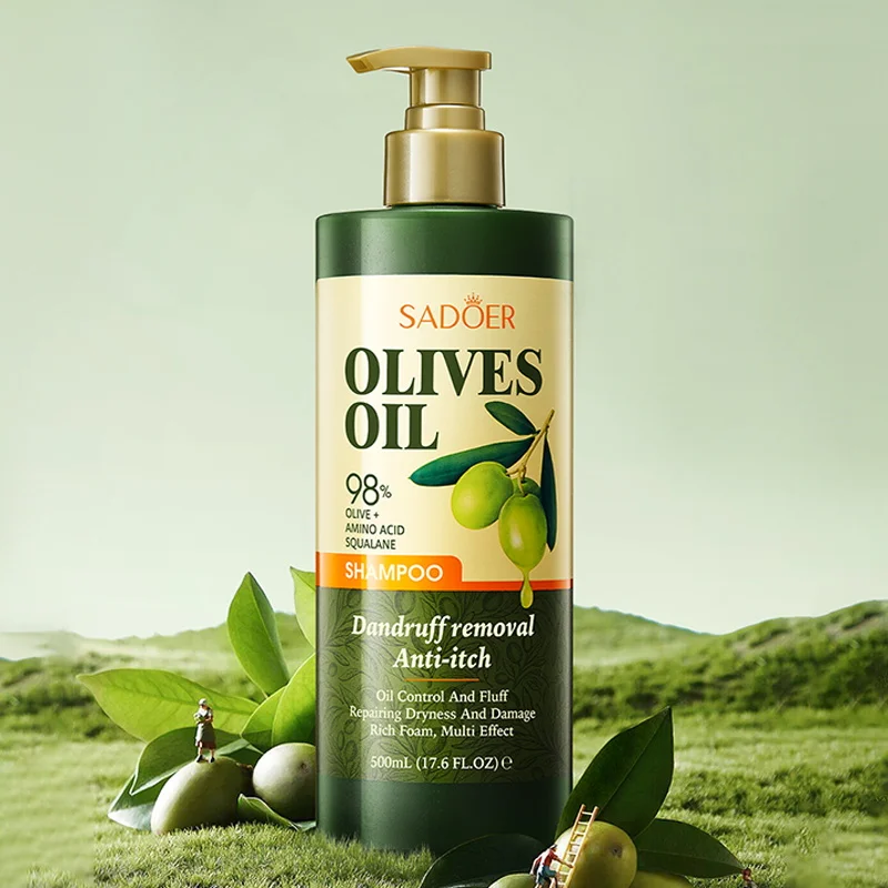 SADOER Wholesale Natural Olive Oil Anti-dandruff Repair Hair Smoothing cleansing Shampoo for Hair Care