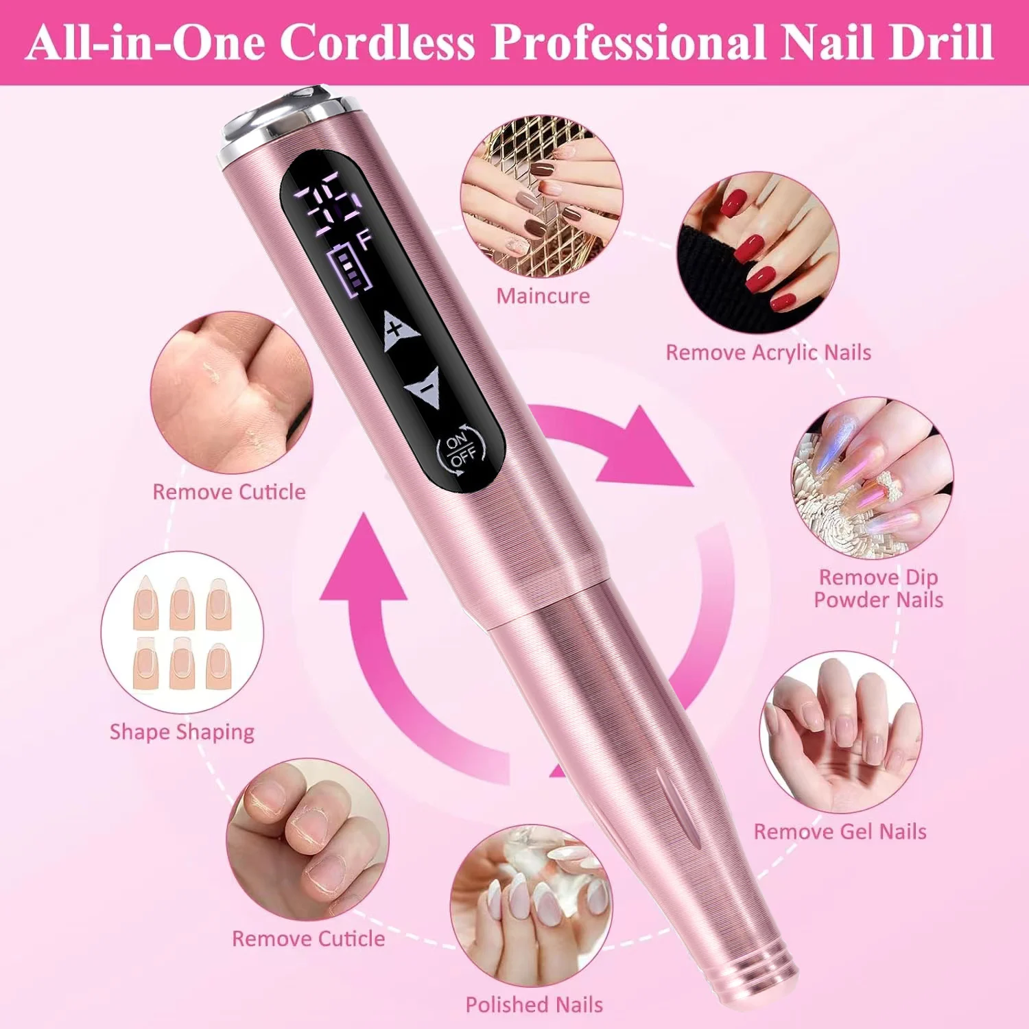 2024 New Touch Screen Electric charging Nail Polishing Pen 35000 RPM nail drill pen