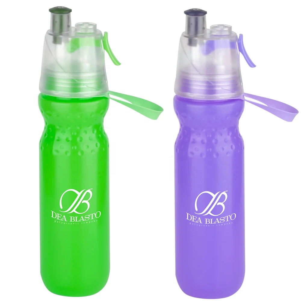 750ML Gym Misting Cool Water Bottles Eco Friendly Custom Durable Plastic Mist Spray Drinking Bottles