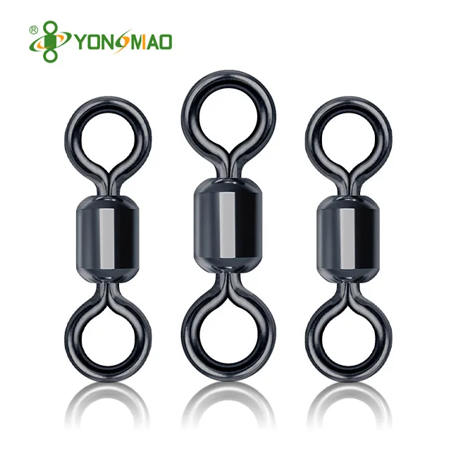 YONGMIAO High Strength Fishing Rolling Barrel Swivel Black Nickel  Catfish Terminal Tackle Accessories Heavy Duty for Saltwater