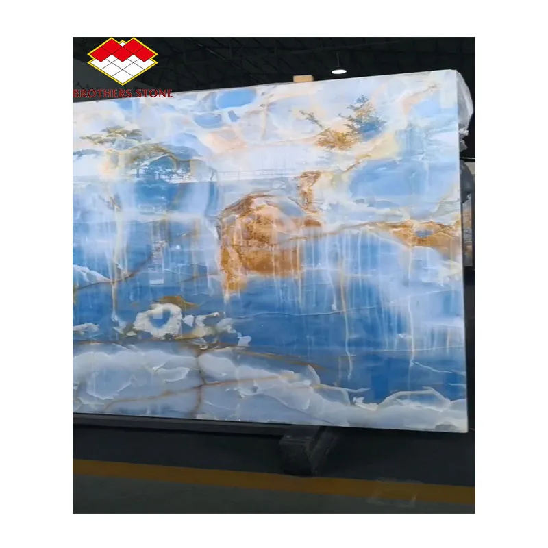 Extravagant Blue Onyx Marble Backlight Slabs Tiles