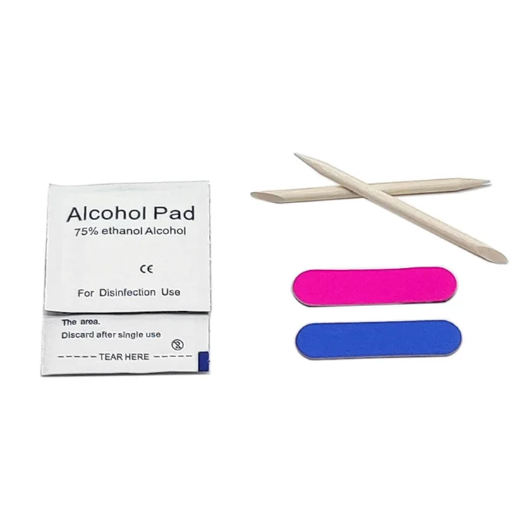 WELLFLYER NF-194 S2 OEM Nail Prep Kit For Press On Nails Small Jelly Glue Mini Files Alcohol Chips Press On Nails Tool Kit