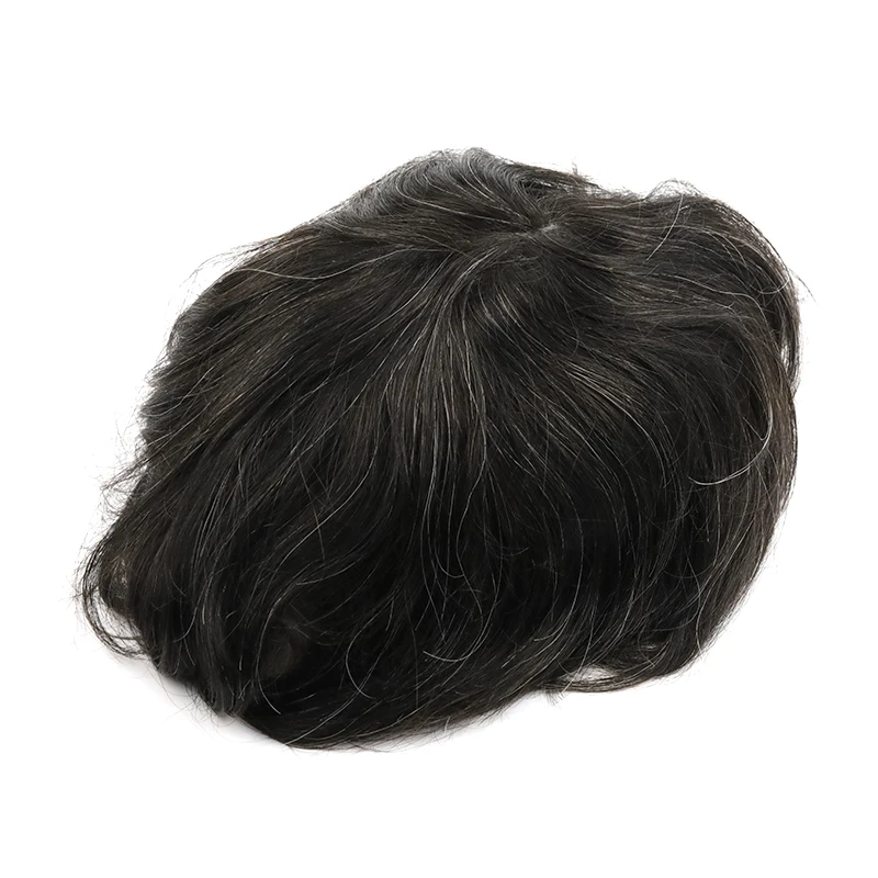 0406 V-loop man toupee Indian hair thin skin full PU medium density