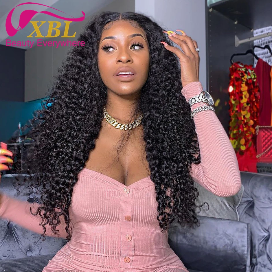 XBL перуанский волос глубокая волна парики HD прозрачный фронта шнурка человеческих волос парики 13x6 предварительно 150% Плотность парики из натуральных волос