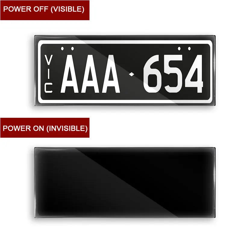 372*100mm vanish fade invisible remote control license plate black vanish remote car plate vanish plate cover australia