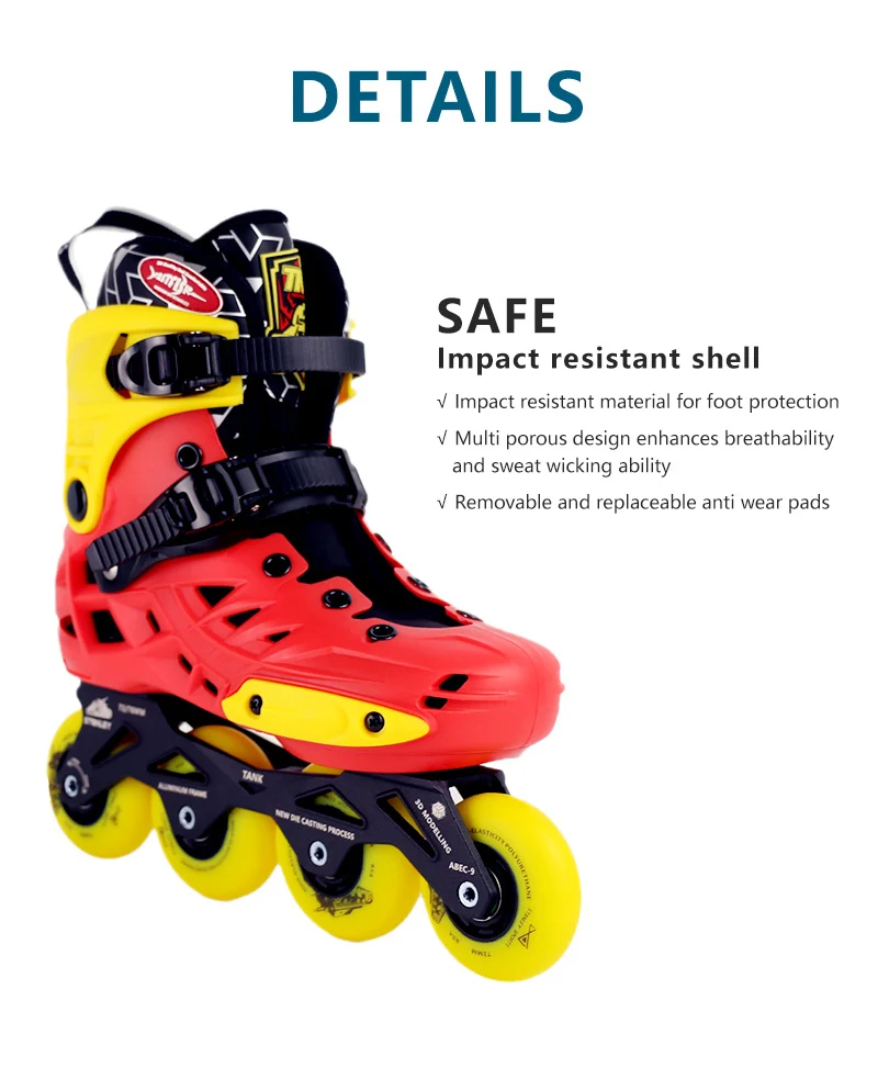 Factory Production Professional Free Skating Urban Skates Junior Adjustable Hard-boot Slalom Inline Skates for Junior  Children