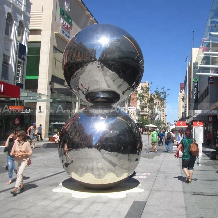 Stainless steel sphere sculpture highly mirror polished surface steel sculpture