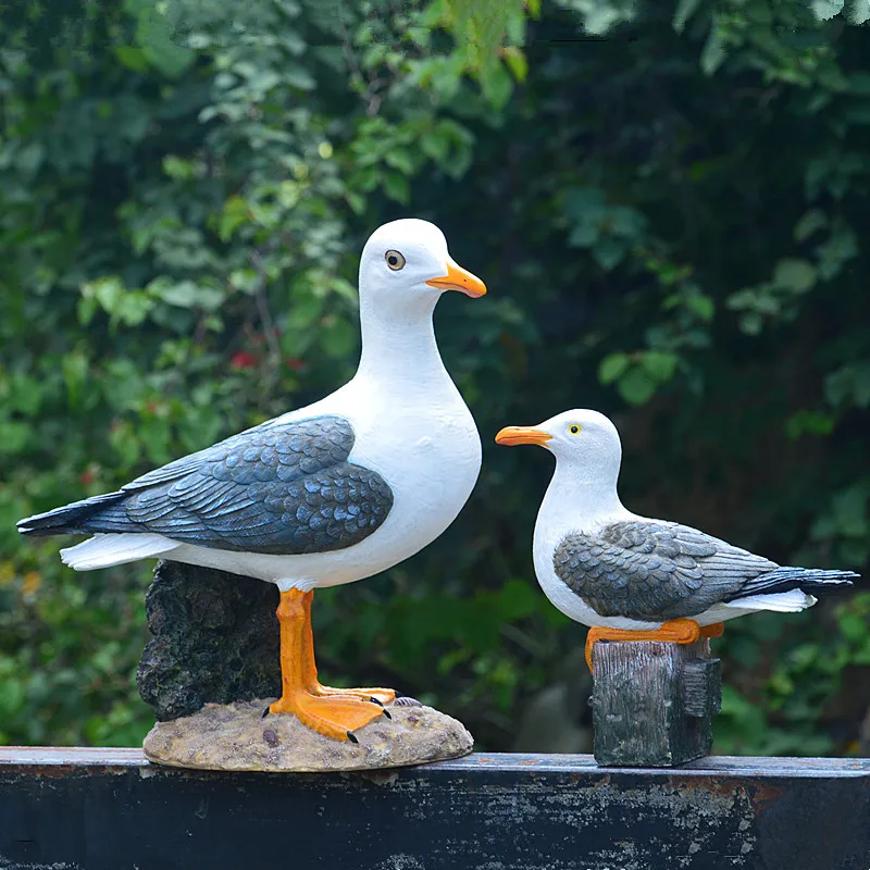 Lifelike Seagull Resin Crafts Landscape Bird Sculpture Outdoor Garden Decoration Ornament