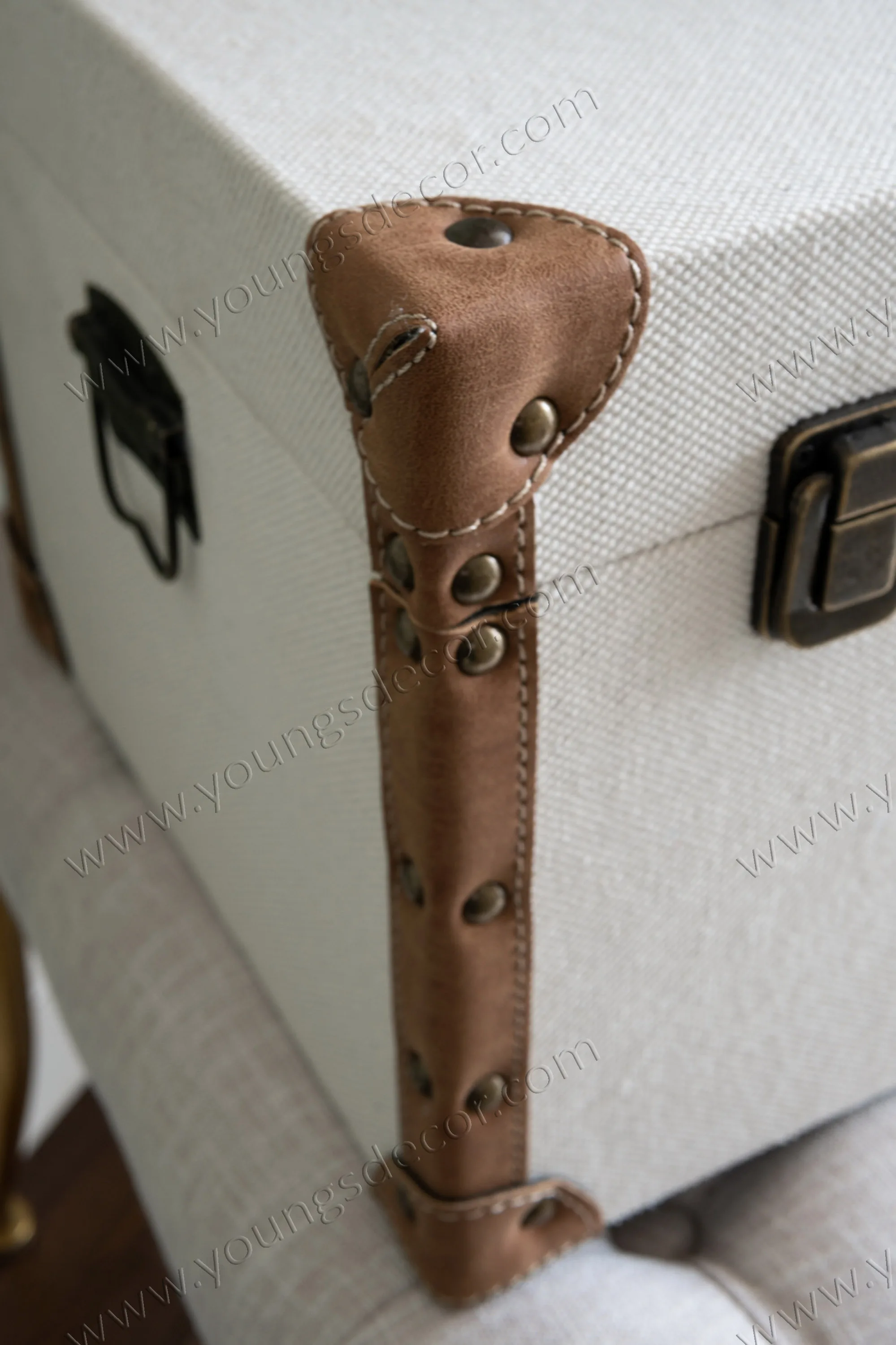 decorative wooden canvas storage trunk box