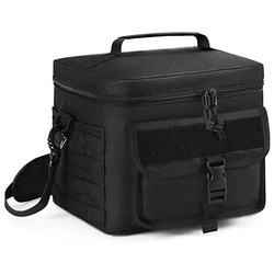 Large Black Men Adult Tactical Insulated Meal Prep Lunch Box with Should Strap for Work School Picnic Cooler Bag