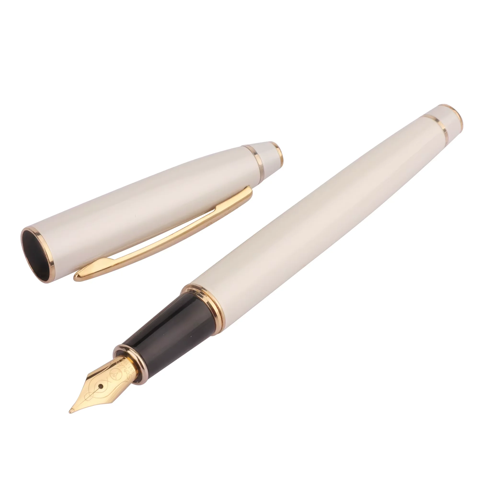 Newest Handmade Heavy Pearl White Fountain Pen with Golden Plating Trim For Stationery