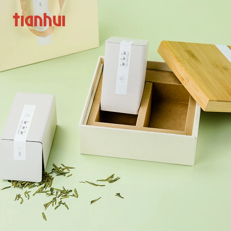 Tianhui Bamboo Lid Paperboard Gift Box Packaging Tea Box for Craft Cookies