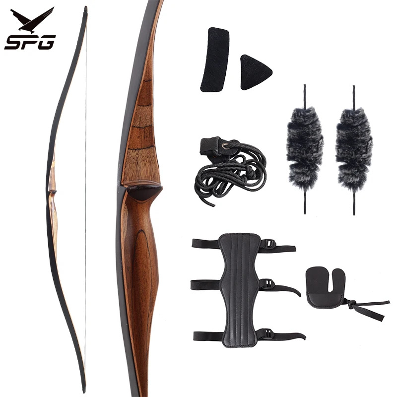 SPG Archery Traditional Recurve Longbow Bow and Arrow Set 20-35lbs Right Hand Outdoor Hunting Archer Training Equipment