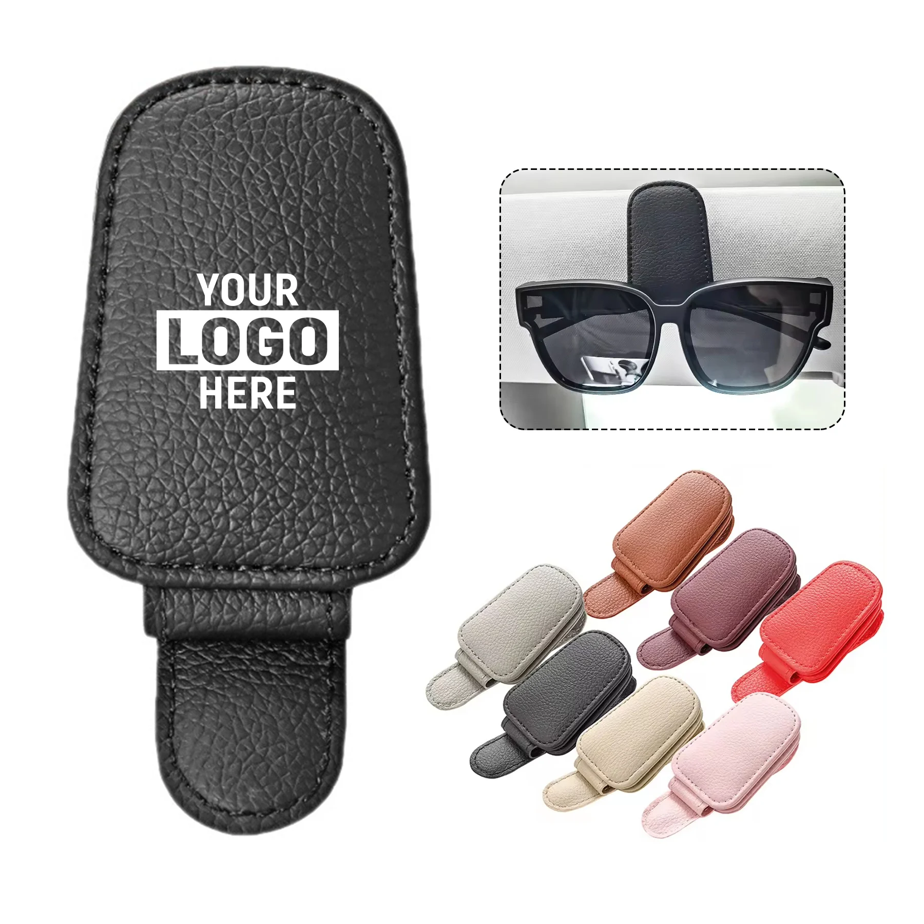 Custom logo Wholesale Car Glass Holder Mercedes Leather Glasses Magnetic Sun