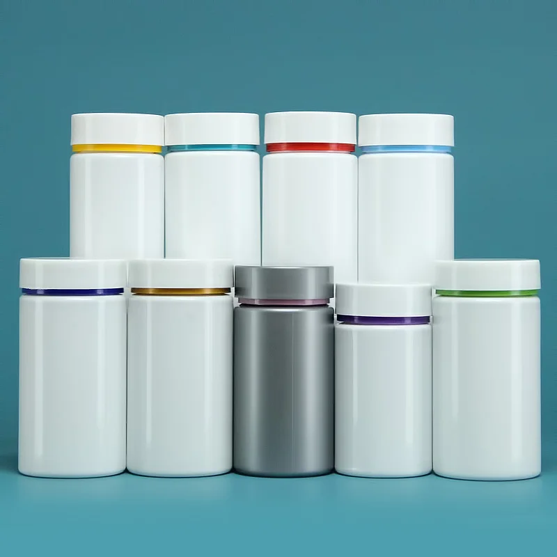 Custom 150/200 ml  plastic PET capsule vitamin supplement pill bottles with screw capping