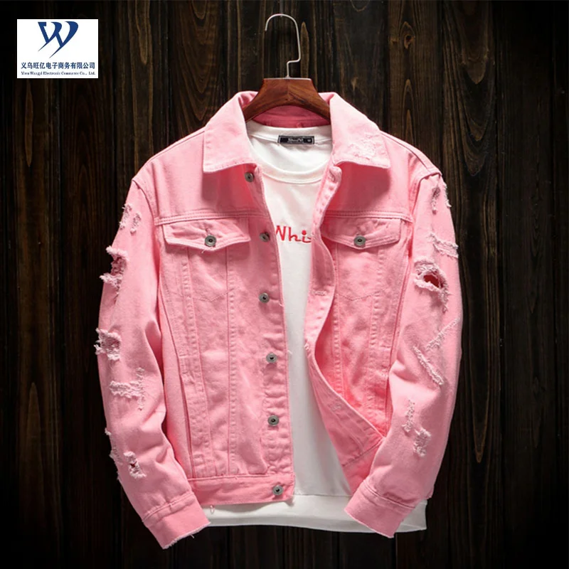 Mens Denim Jean Jacket Trendy Fashion Ripped Denim Male Streetwear Jackets Cowboy Coats