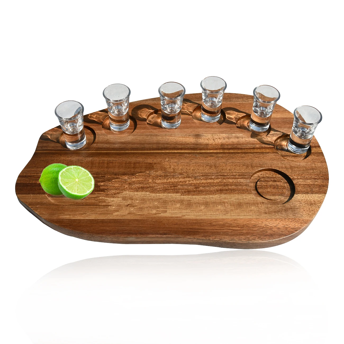 Unique Shot Glasses Tray Lemon Tequila Board Tealight Holder Wooden Flight Trays for Bar Restaurant Party Family Gathering
