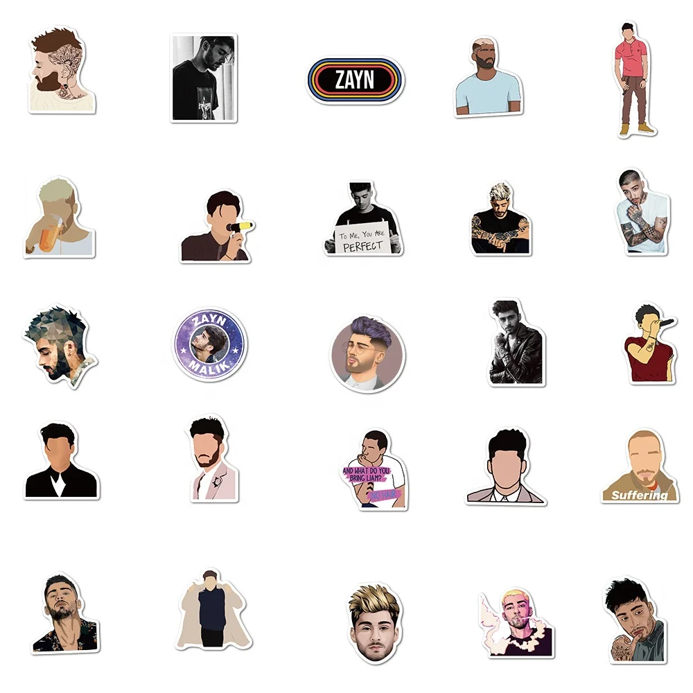 50Pcs Zayn Malik Singer UK Graffiti Sing Star Decor Luggage Laptop Washi Label Vinyl Waterproof  Custom Vinyl Sticker