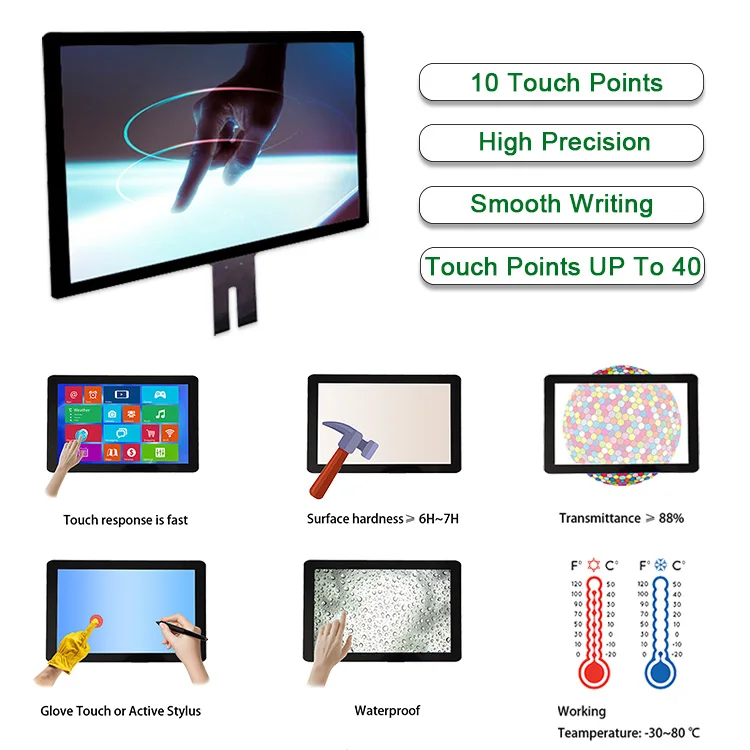 ILITEK 27 inch Touchscreen Transparent Tempered Glass Multi USB PCAP Capacitive Touch Screen Panel Kit