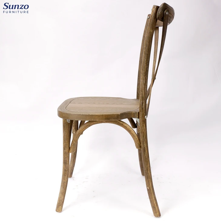 Wooden X back chair rental wedding Cross back chair Cheap stackable curved wooden chair