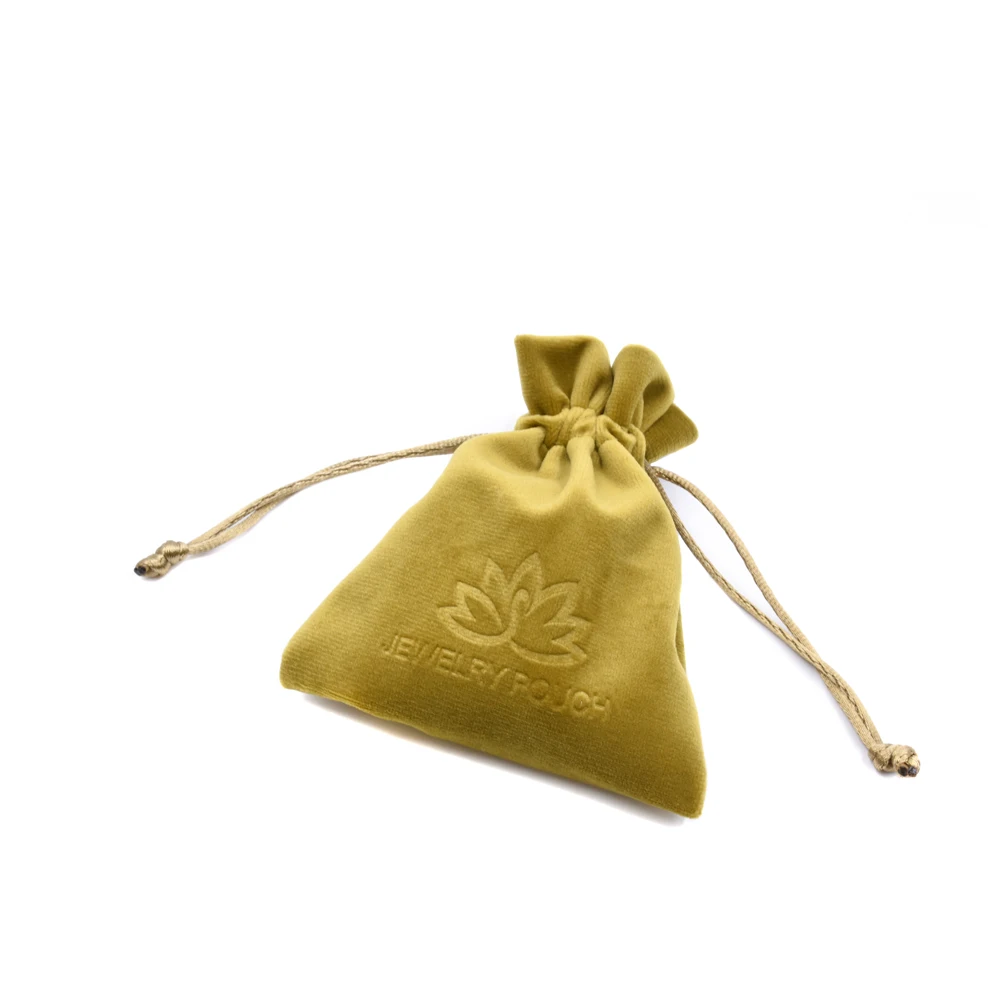 
Embossed Logo Printed Small Jewelry Packaging Velvet Pouch Bag with Drawstring Closure  (62386617883)