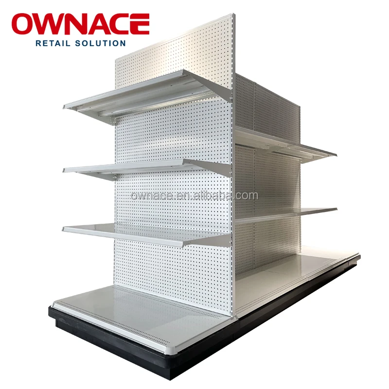 Mental Milk White Double/Single Side Supermarket Shelving Steel Shelves Retail Store Shelf Heavy Duty Supermarket Rack Display