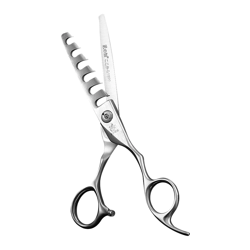 Shape Teeth Scissors For Hair Thinning Damascus Pattern VG10 Stain Steel Trimming Blade Supplier