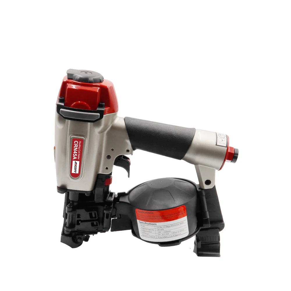 CRN45A Industrial Grade Pneumatic Coil Nail Gun 15 GA Steel Wire Roofing Welded Asphalt Fiberglass Shingles Wood