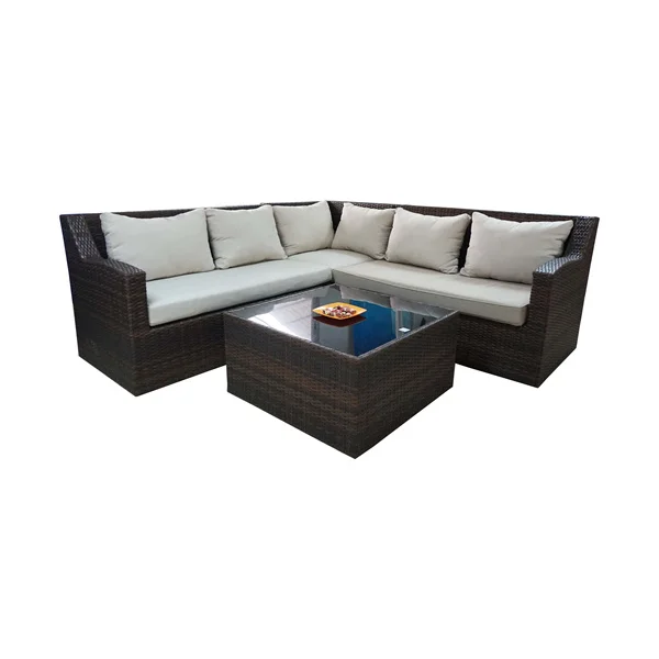 High Quality Wicker Outdoor Garden Furniture Patio Garden Rattan Furniture L Shaped Big 4pcs Sofa Set