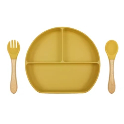 BPA Free Wholesale Customized Logo Baby Feeding Silicone Bowl With Spoon And Fork Set Silicone Suction Plate Mat Set Baby Gift