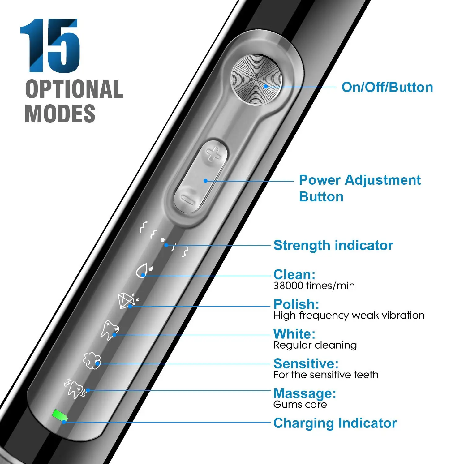 
Best Seller Sonic Rechargeable Electric Toothbrush with 3 Brush Heads for Adults, 5 Modes IPX7 Waterproof Electronic Toothbrush 