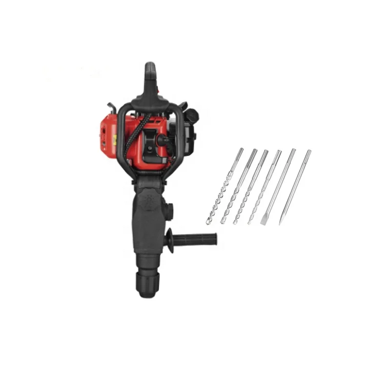 Бензиновая буровая машина, 2 функции, бензиновая аккумуляторная молотковая дрель для разбивания камней, бетона, сломанная с буровыми сверлами