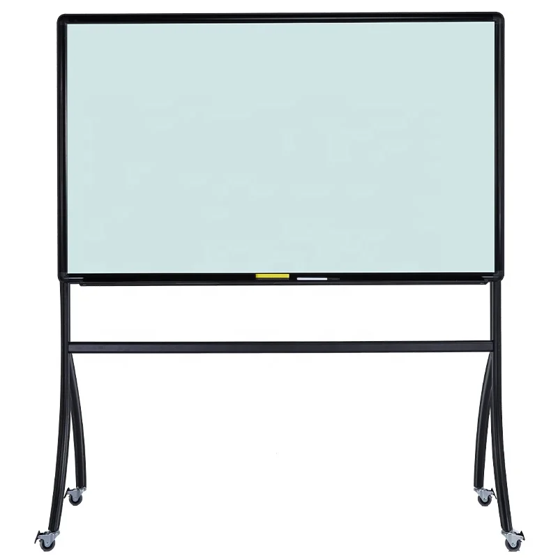 Mobile Tempered Glass Whiteboard  With Strong Stand Holder For School Office