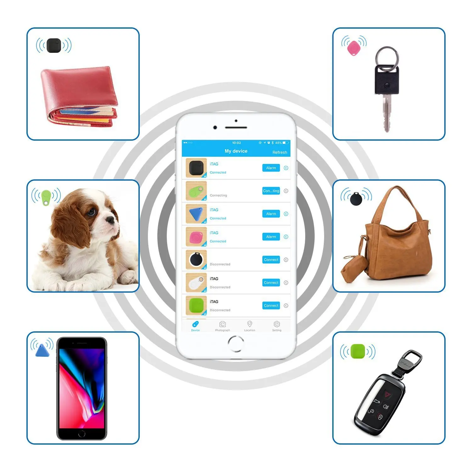 Triangle Anti Lost Device Bluetooth Portable key finder Alarm small  pets tracker mini keychain key trackers for dogs