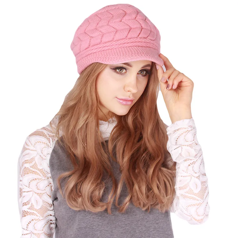 warm Girl Winter Autumn beret hat for women Wool knitted hat for mom Rabbit fur beret solid fashion lady cap fall hat Female cap