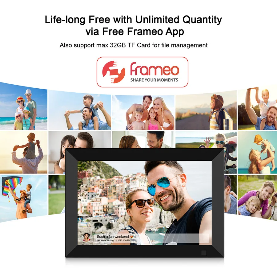 YML factory wholesale 10 inch WIFI touch digital photo frame electronic photo frame album with 16/32G internal storage in stock
