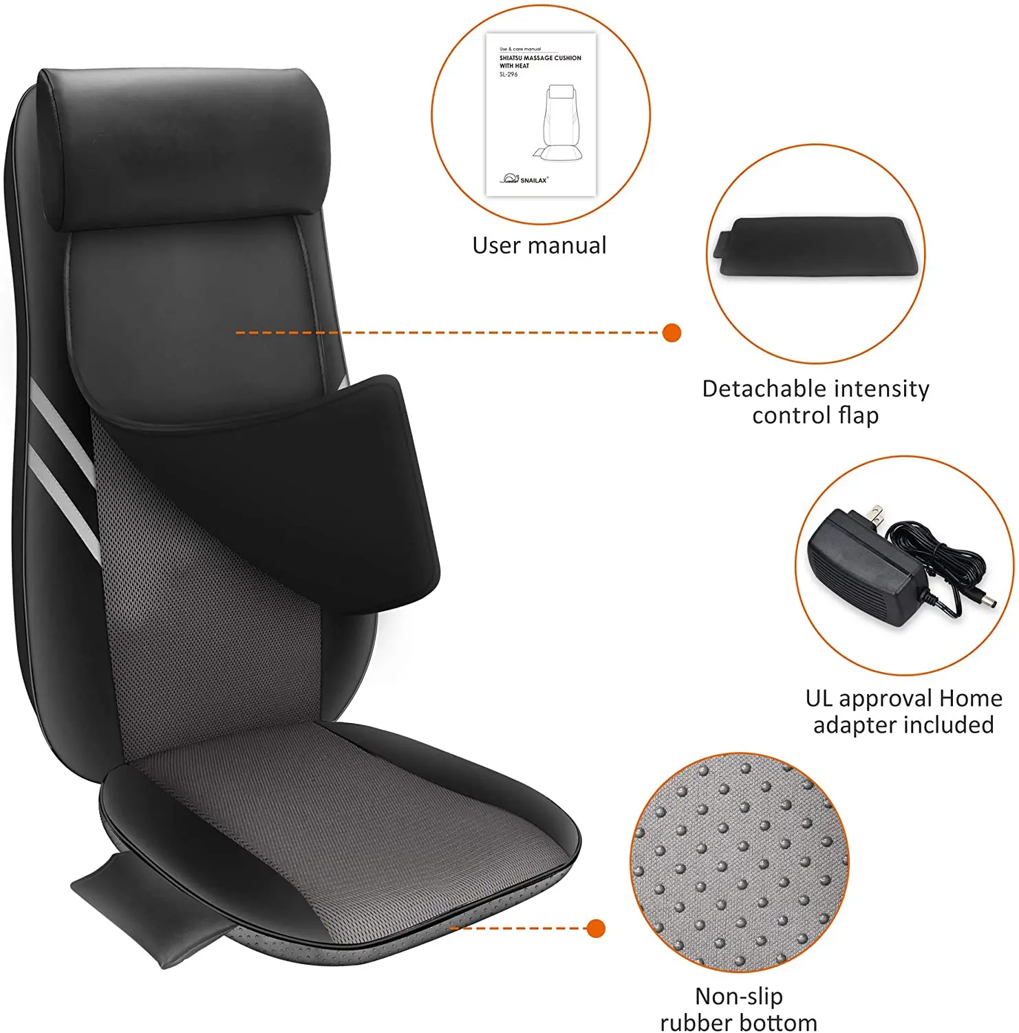 Neck Back Massager with Heat Full Body Massage Chair Pad Adjustable Compression Rolling Electric Shiatsu Massage Cushion