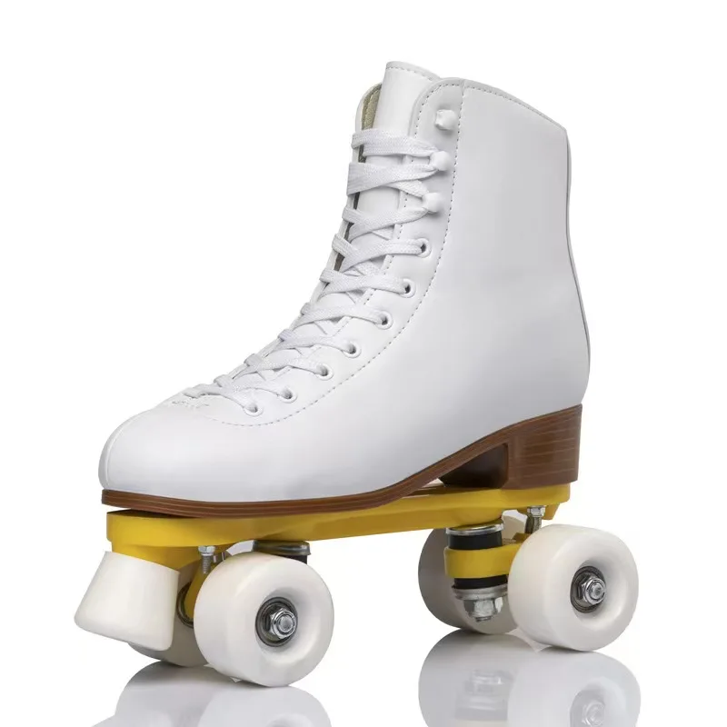 New premium leather professional roller skate rental quad rink rental skates with 2 color 32-49 size