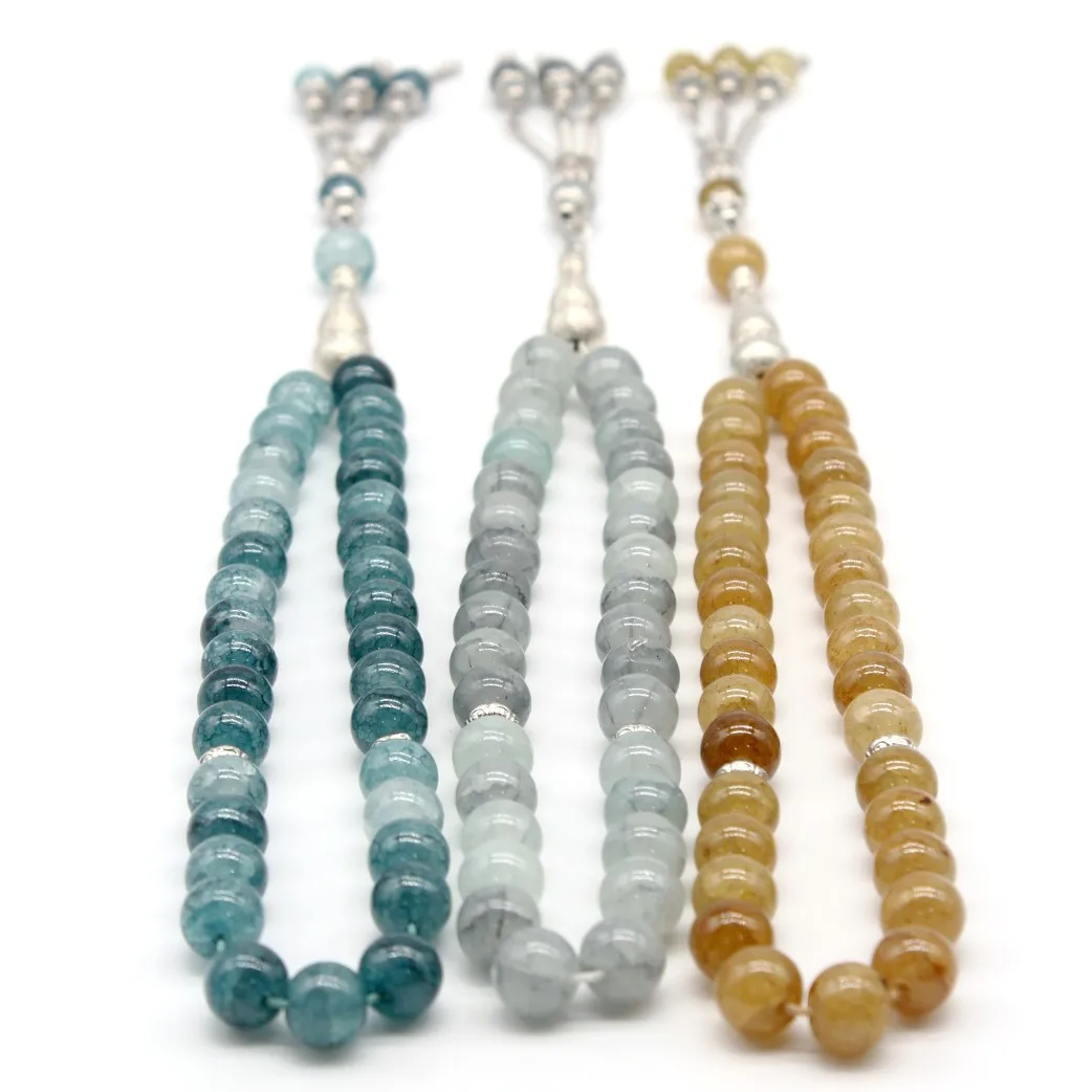 Natural Dragon Vein Stone Round Shape 33 Prayer beads Islamic Muslim Tasbih Allah